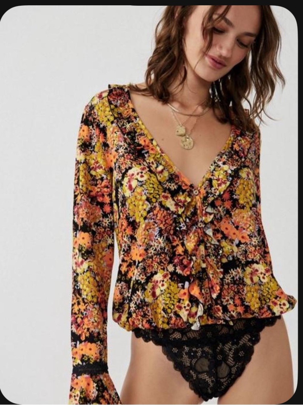 Free People Lace and LS Flowy Sleeves